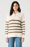 Sage Stripe Half Zip Sweater