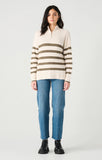 Sage Stripe Half Zip Sweater